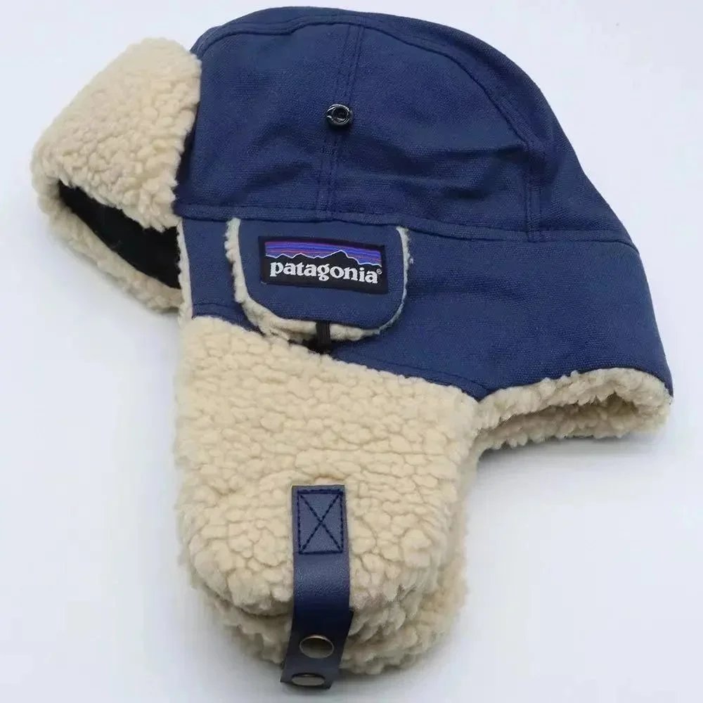 Patagonia Fleece-Lined Trapper Hat Navy Blue with Sherpa Ears