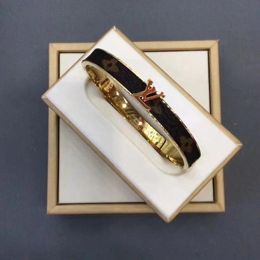 Louis Vuitton Monogram Canvas Bangle Bracelet Gold-tone