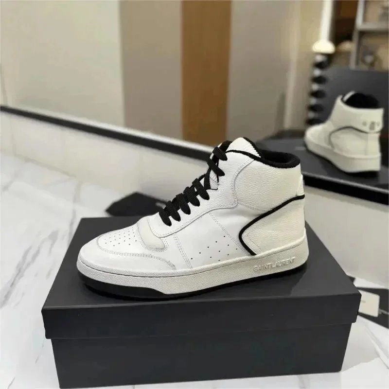 Saint Laurent Opyum High-Top Sneaker White Black Leather - 199543