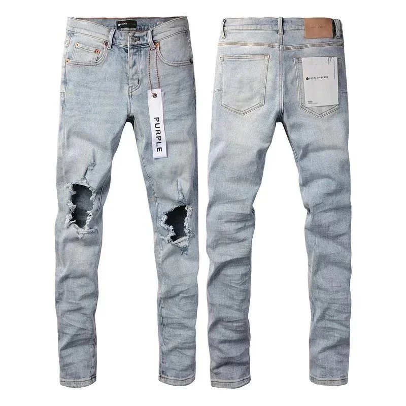 Purple Brand Purple Brand Light Blue Distressed Slim Fit Jeans Blue