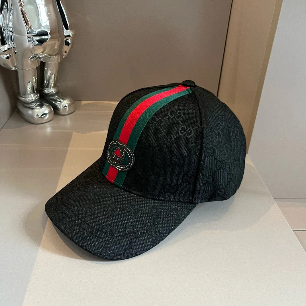 GUCCI Classic Black GG Monogram Webbing Baseball Cap