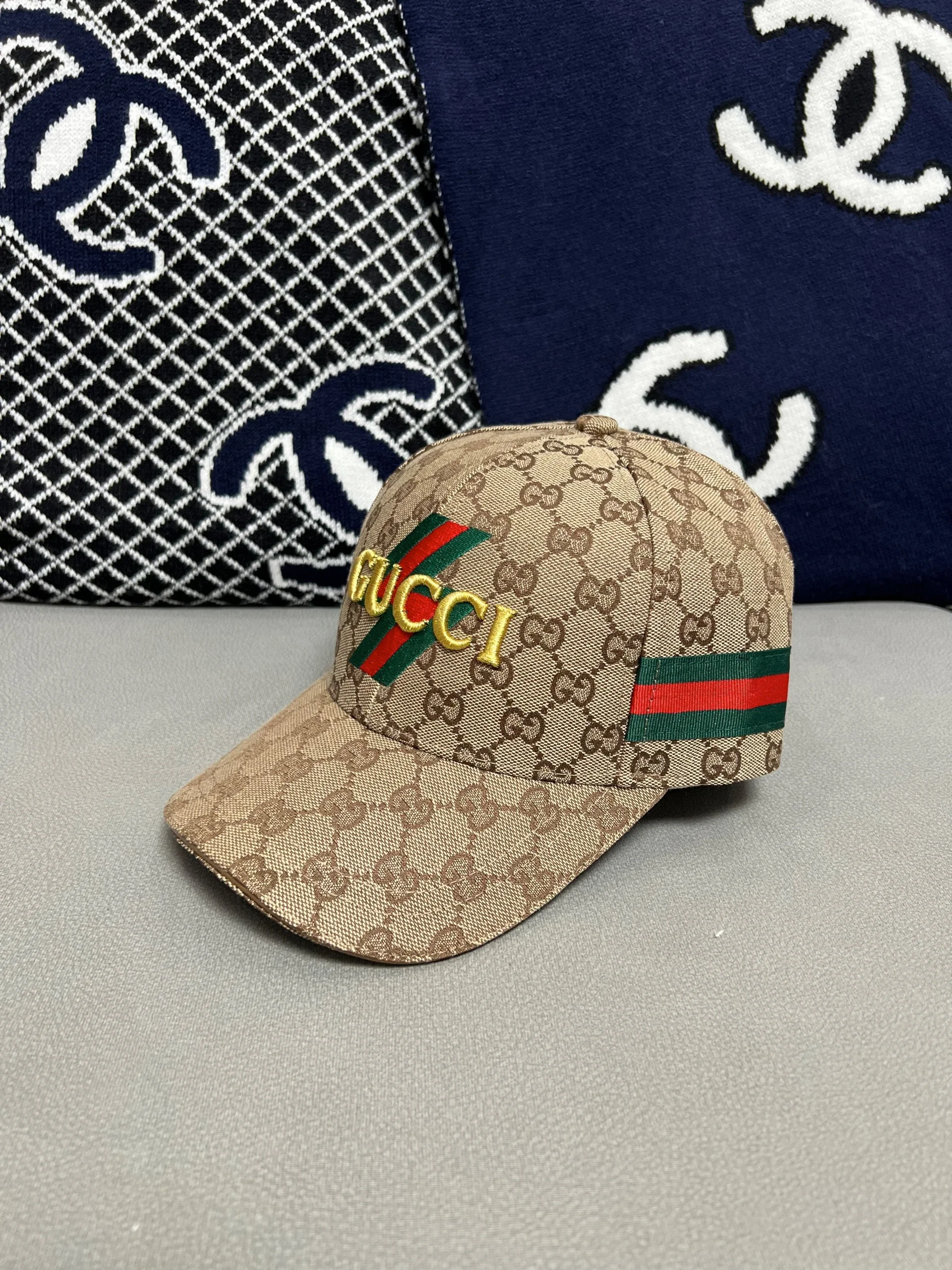 GUCCI GG monogram baseball cap with webbing