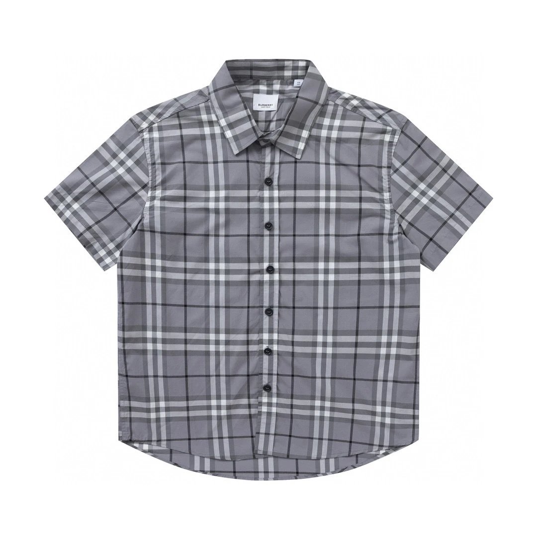 Gray Checkered Short-Sleeve Shirt