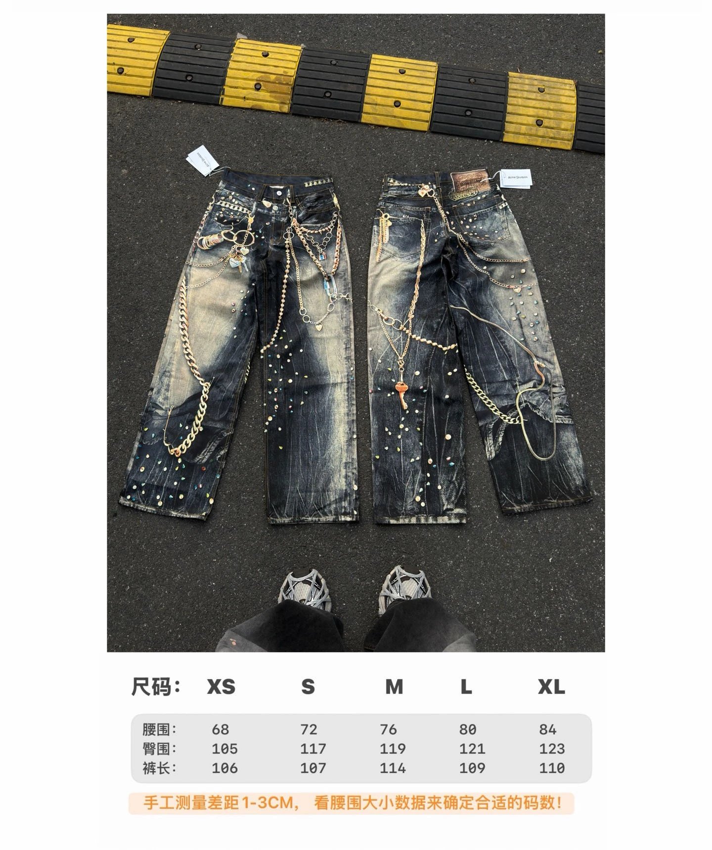 Acne Studios Jeans Distressed Wide-Leg — AC-Black Gold-Straight Leg