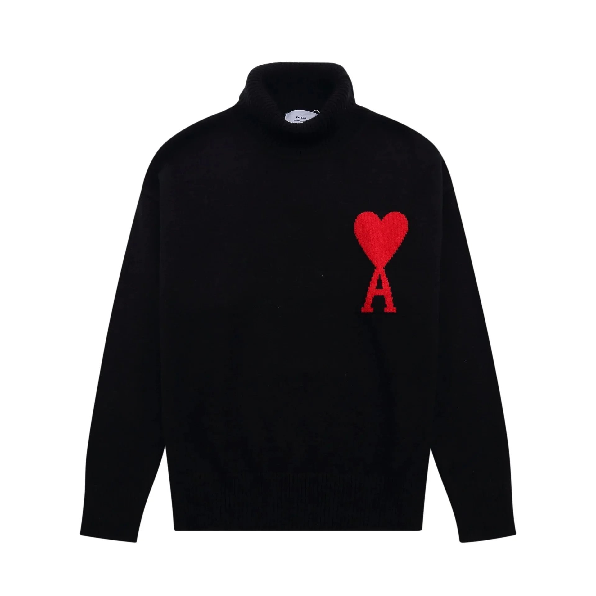 A12 Heart High Neck Black Red Heart
