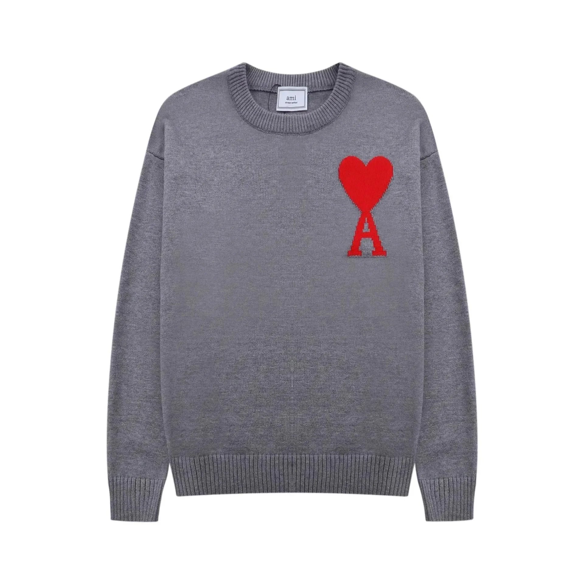 A8 Classic Heart Round Neck Gray Red Heart