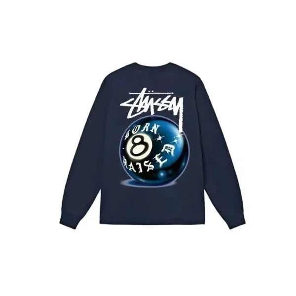 Stüssy Born 8 Ball Navy Long-Sleeve T-Shirt - 1