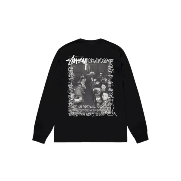 Stüssy x Knowledge 1980s Classroom Print Long Sleeve T-Shirt Black - 1