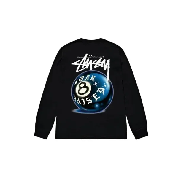 Stüssy Born 8 Ball Long Sleeve T-Shirt Black - 1