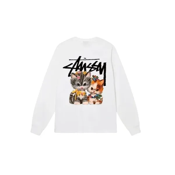 Stüssy Kitten Graphic Long-Sleeve T-Shirt White - 1