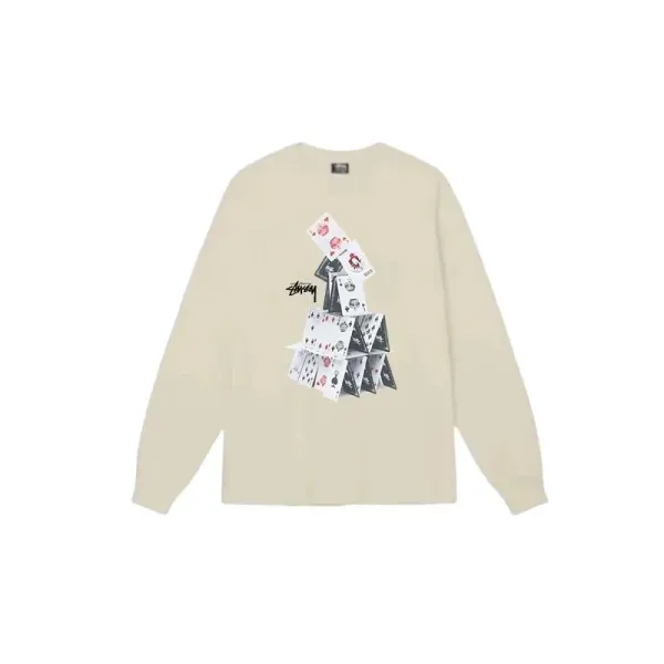 Stüssy Card House Long Sleeve T-Shirt Beige - 1