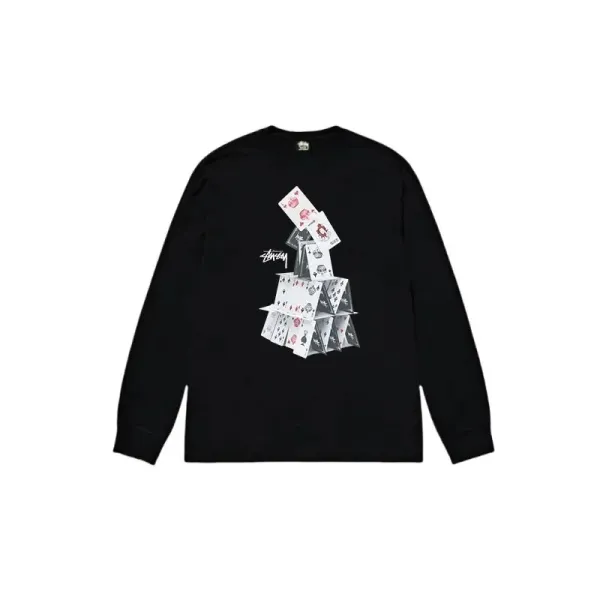 Stussy Card Tower Black Long-Sleeve T-Shirt - 1