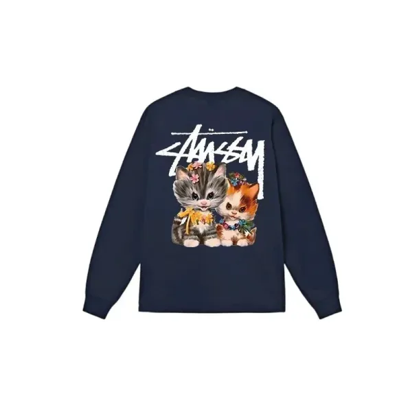Stüssy Kitten Graphic Long-Sleeve Tee Navy - 1