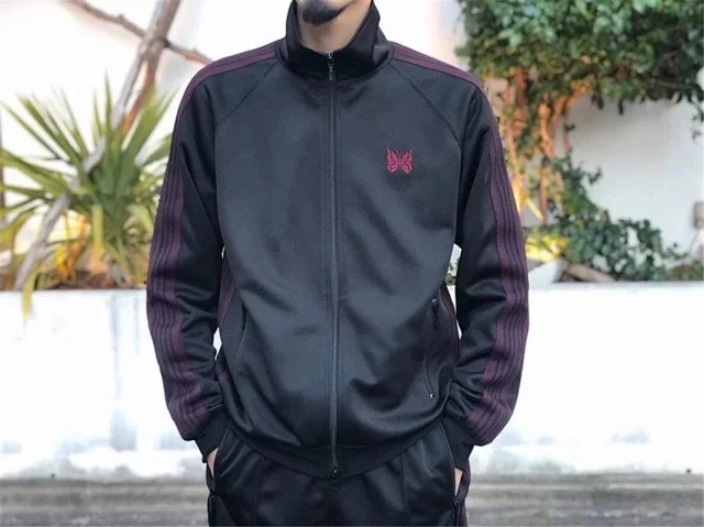 Needles Jackets Zip-Up Track Jacket with Side Stripes and Butterfly Embroidery product detail image 10