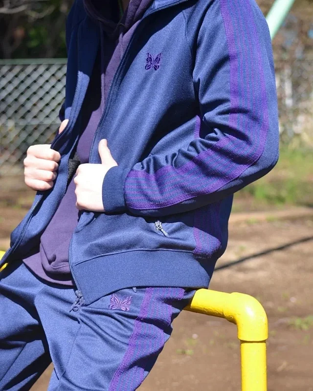 Needles Jackets Zip-Up Track Jacket with Side Stripes and Butterfly Embroidery product detail image 2