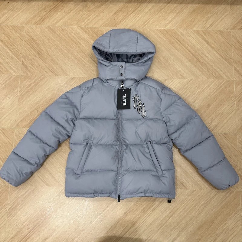 hot selling *18跨境外贸Trapstar冬季连帽男女款虎头标棉服街头嘻哈时尚外套棉服