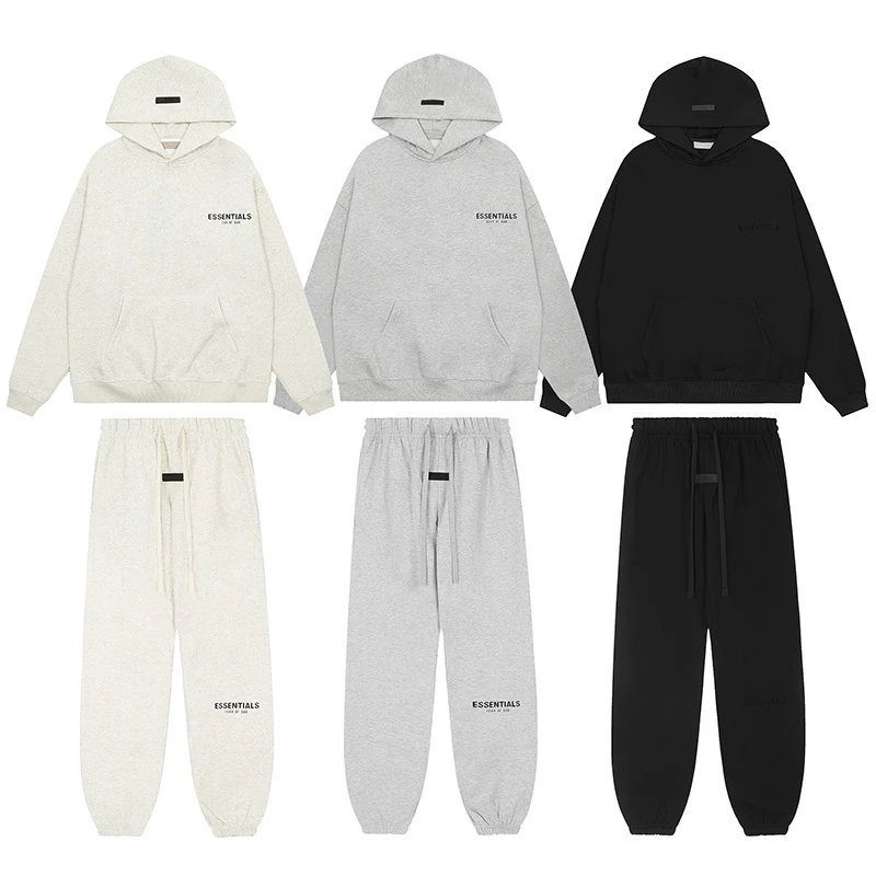 hot selling *25带帽卫衣黑字母植绒 FOG复线ESSENTIALS新款潮牌跨境热卖