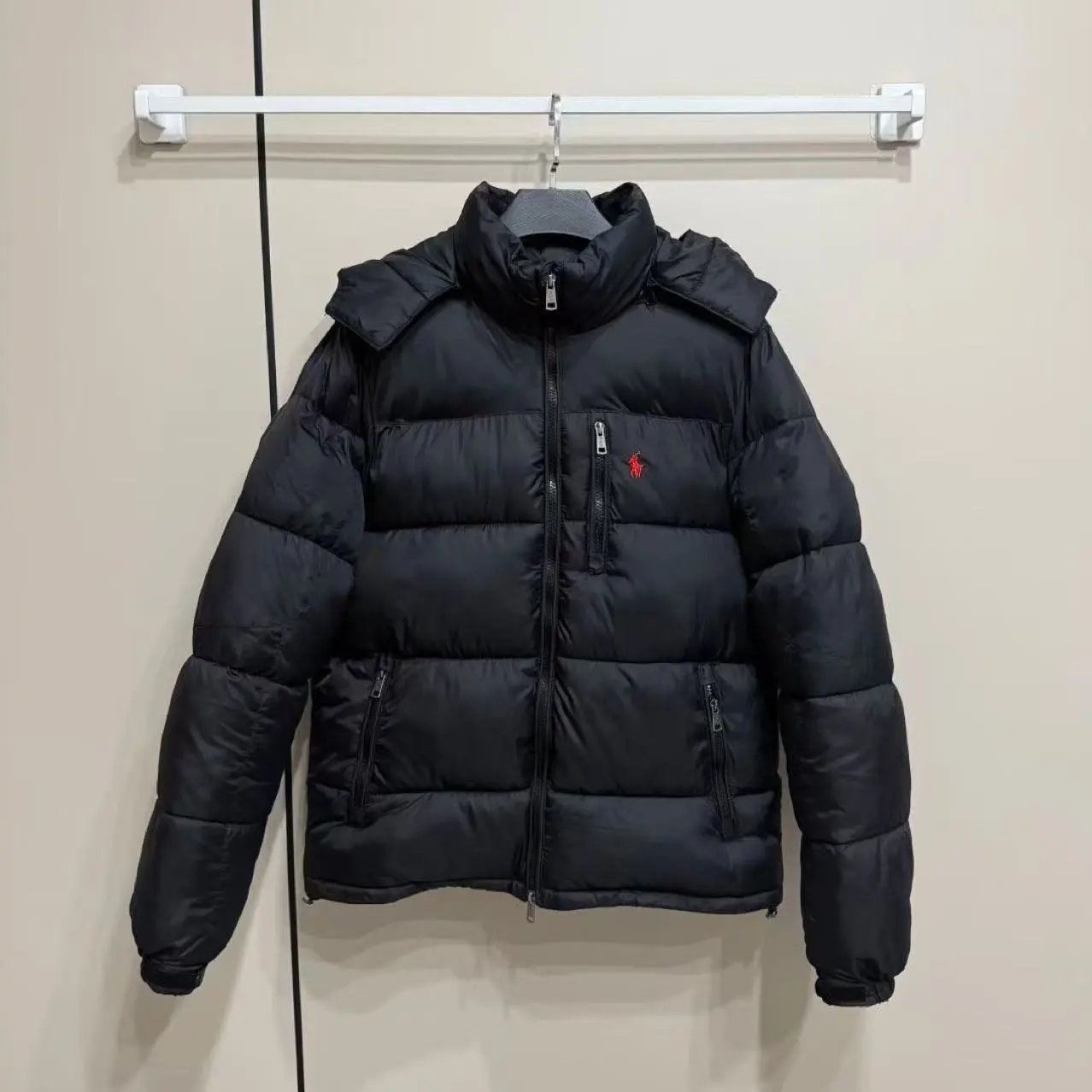 hot selling*15跨境正确版本拉夫小马刺绣男女同款连帽加厚防风防水保暖棉服夹克
