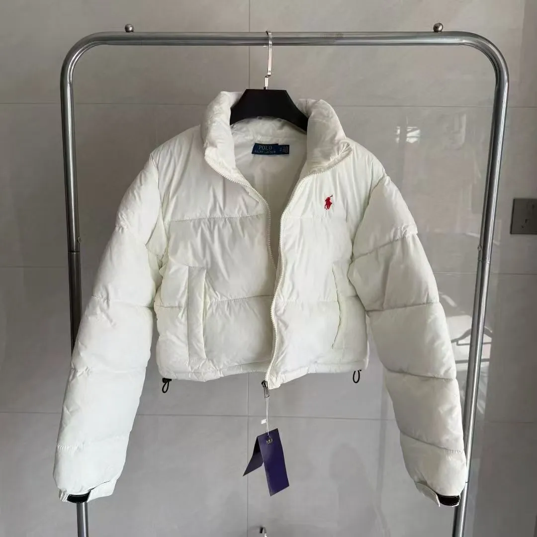 hot selling*17跨境外贸polo小红马刺绣经典休闲女士时尚高腰短款棉服潮流外套