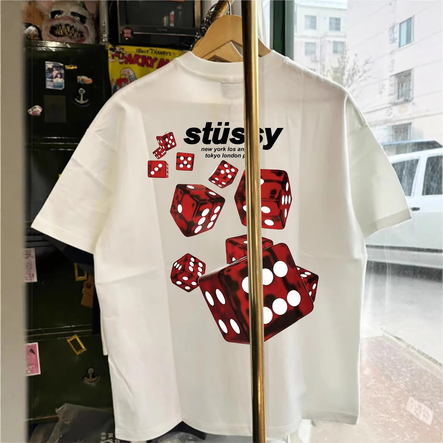 跨境外贸欧美潮流春夏新款重磅纯棉T-shirt 短袖T恤男女宽松STU西