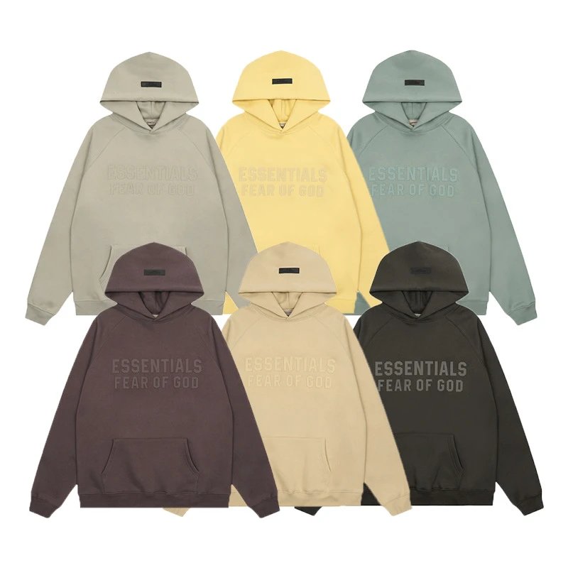 hot selling +28复线ESSENTIALS连帽卫衣立体硅胶字母印花潮牌男女情侣款帽衫