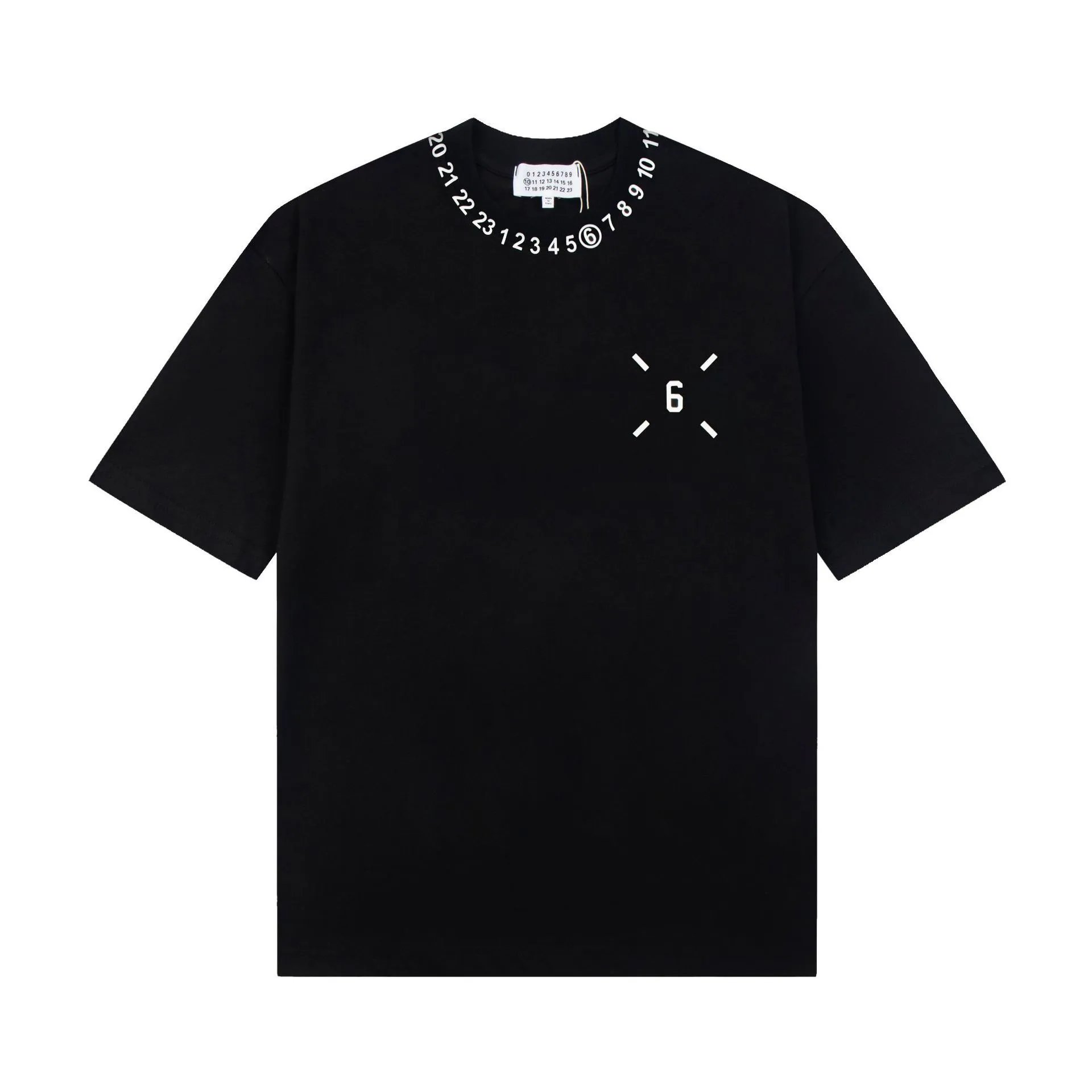 跨境专供高品质纯棉MM6数字男女款短袖