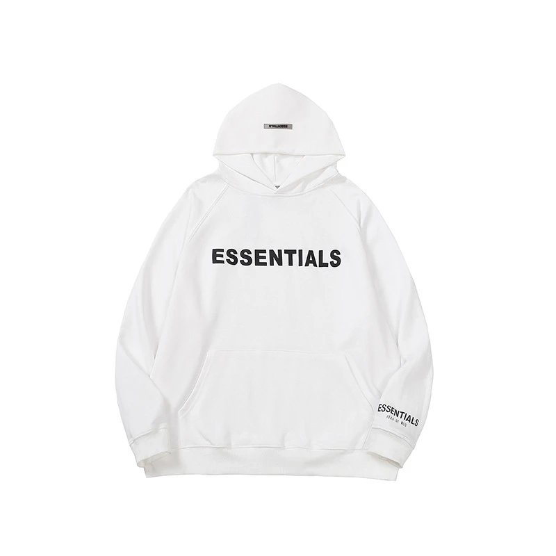 Essentials立体字母印花加绒连帽卫衣FOG男女青少年街头嘻哈外套