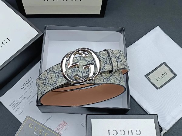 Gucci GG Marmont Belt Beige Canvas with Silver-Tone Buckle Canvas Belt product listing in Litbuy spreadsheet finds