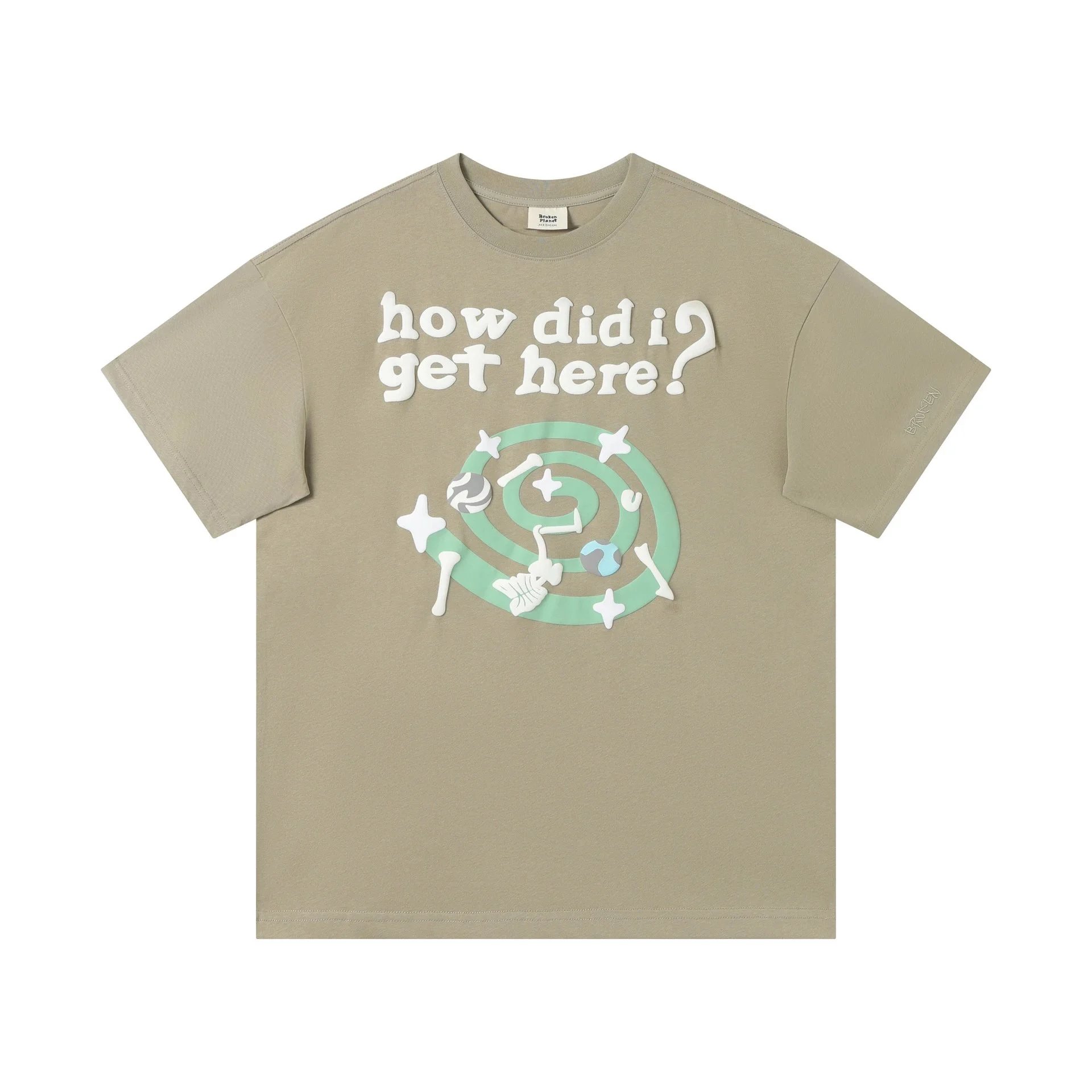 Broken Planet How Did I Get Here? Oversized T-Shirt in Beige Beige