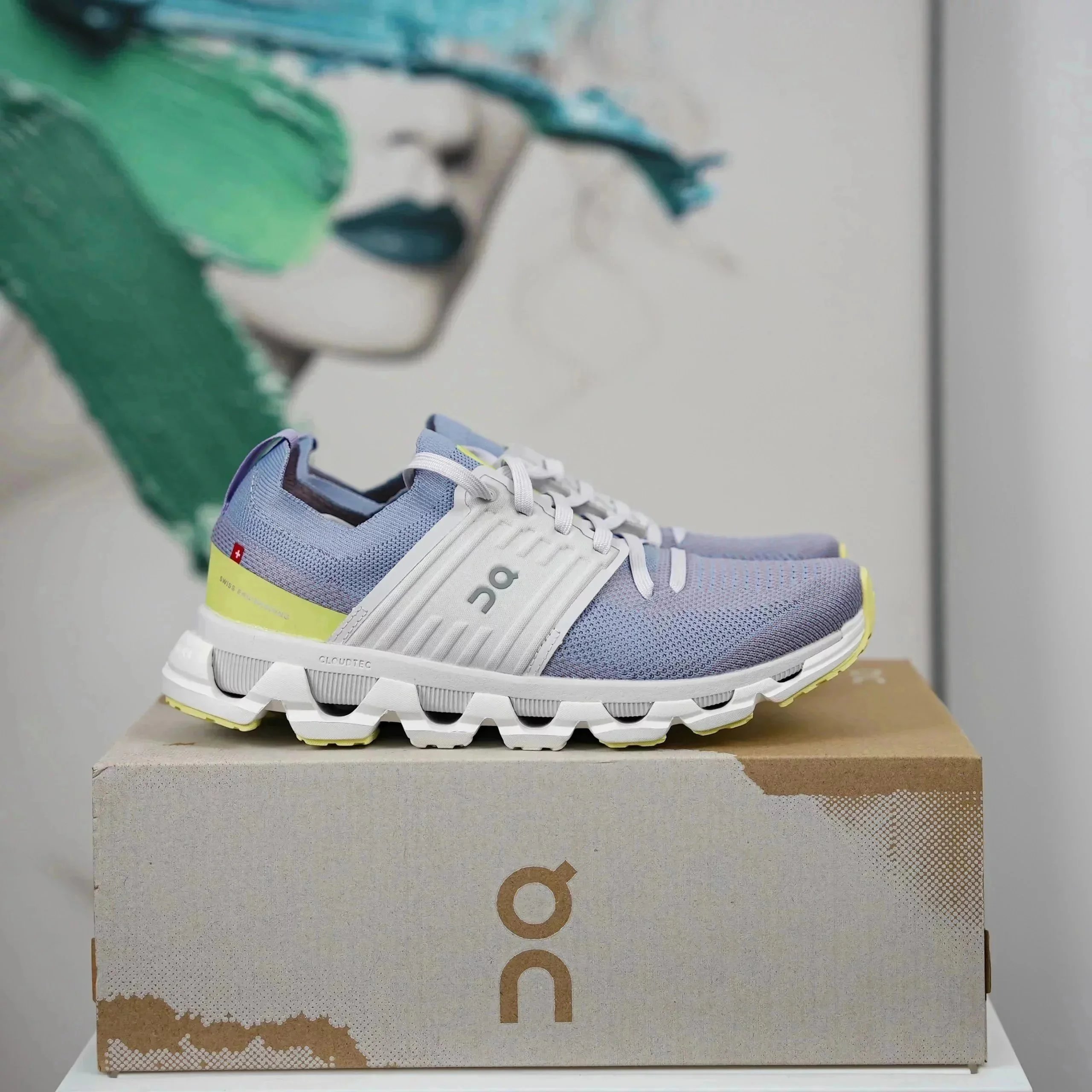 On On Cloud X Sneakers in Light Blue/Yellow Blue