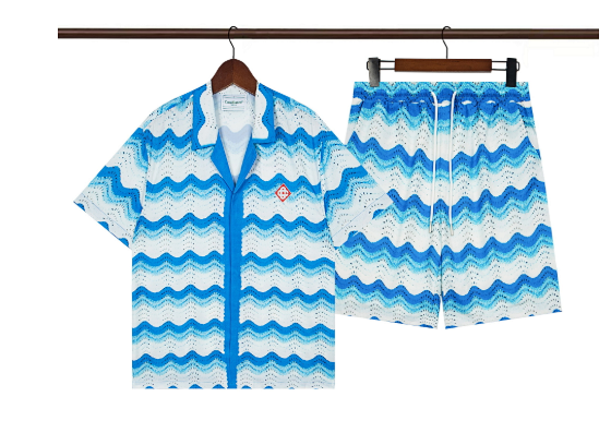 Missoni Zigzag Knit Shirt and Shorts Set Blue White Casual Set product listing in Litbuy spreadsheet finds