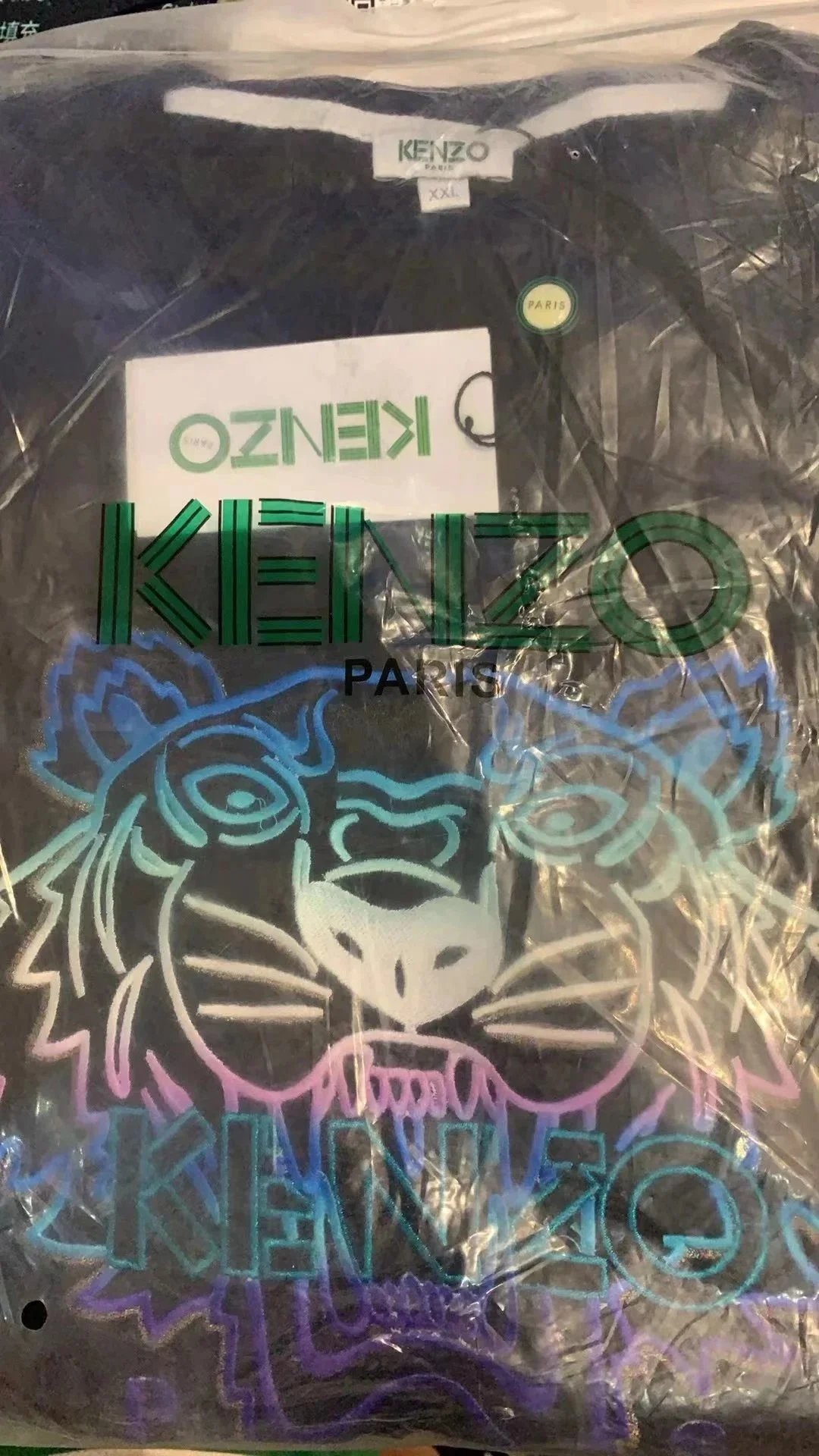 Kenzo Kenzo Paris Tiger Logo Hoodie in Black with Gradient Accents Black