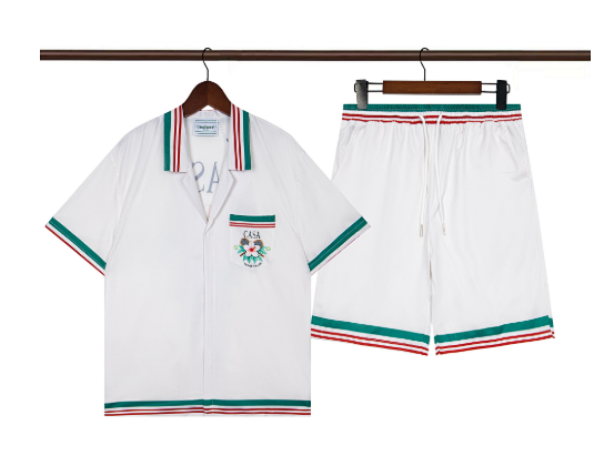 Casablanca Tennis Shirt and Shorts Set White with Green-Red Trim Casual Set product listing in Litbuy spreadsheet finds