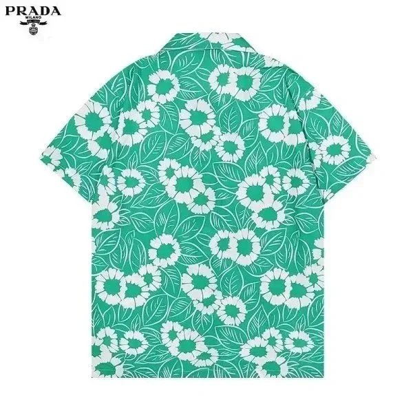 Prada Short Sleeve Shirt Multicolor Flame Print Casual