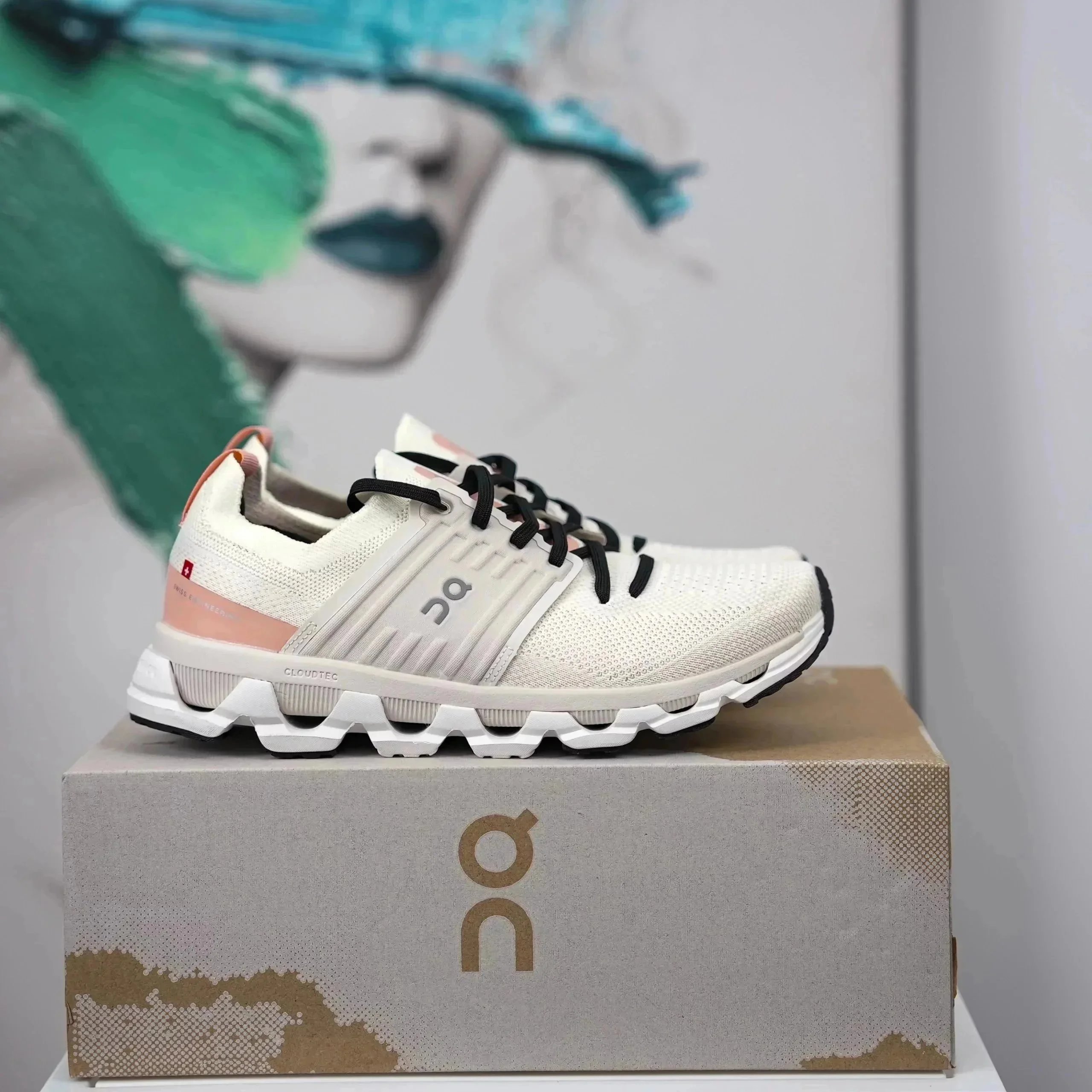 On On Cloud X Sneakers in White/Peach White