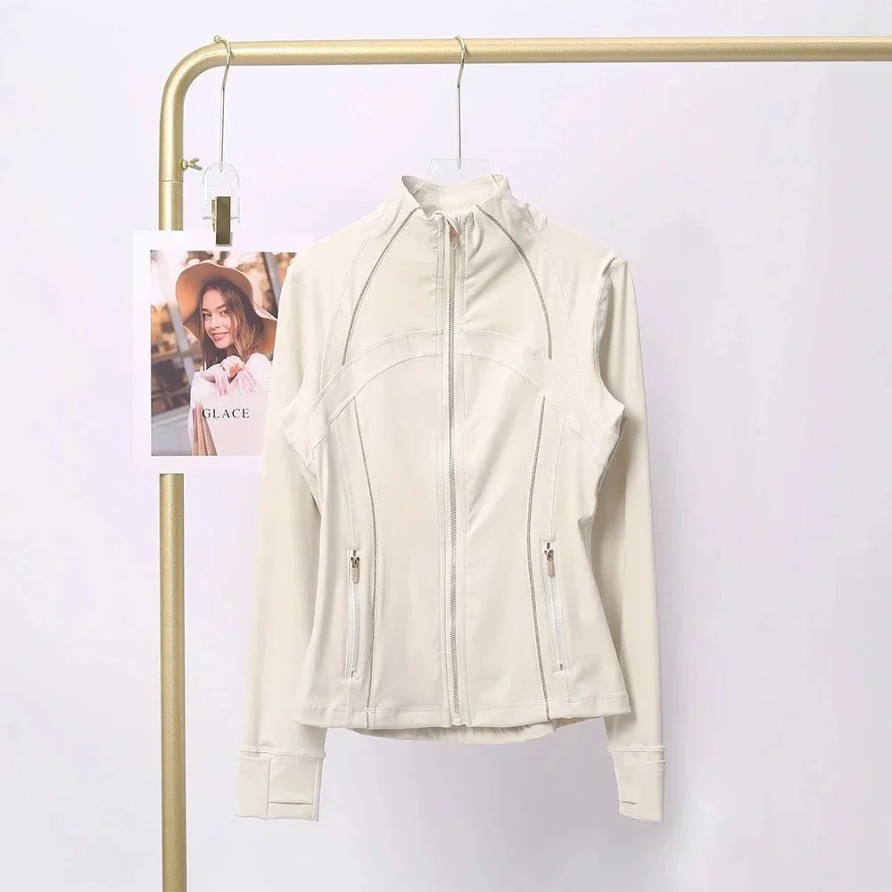 Glace Zip-Up Long Sleeve Light Gray Sporty Jacket