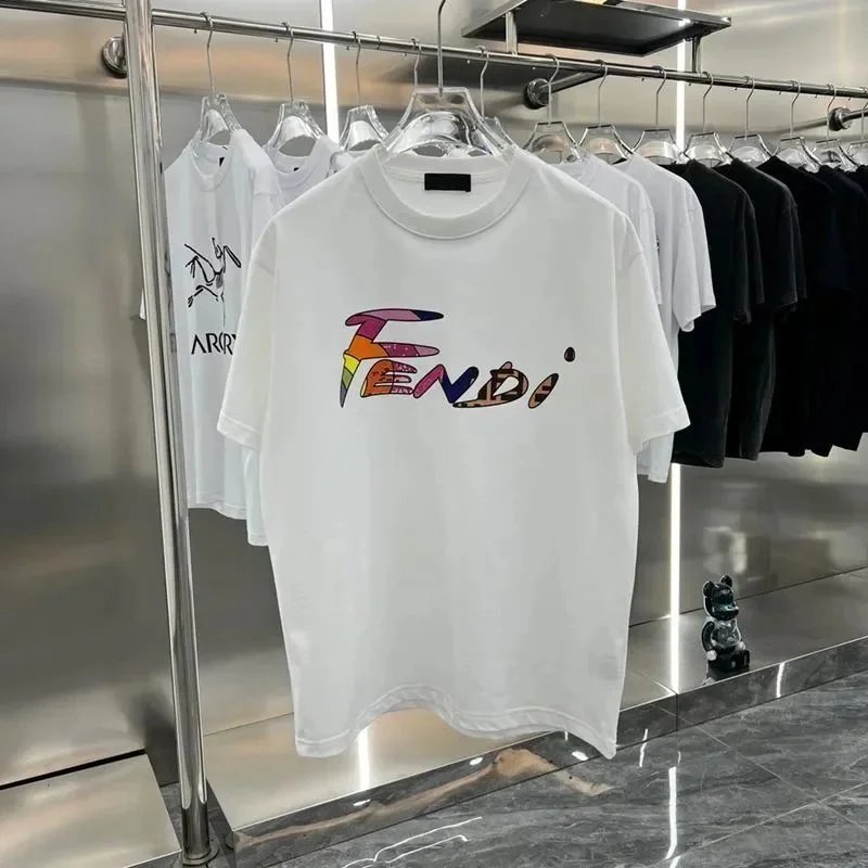 Fendi Fendi Colorful Logo White T-Shirt White