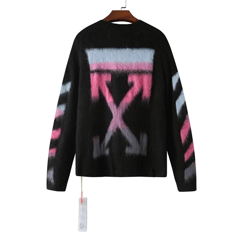 Off-White Off-White X Logo Knit Sweater in Black and Pink Black