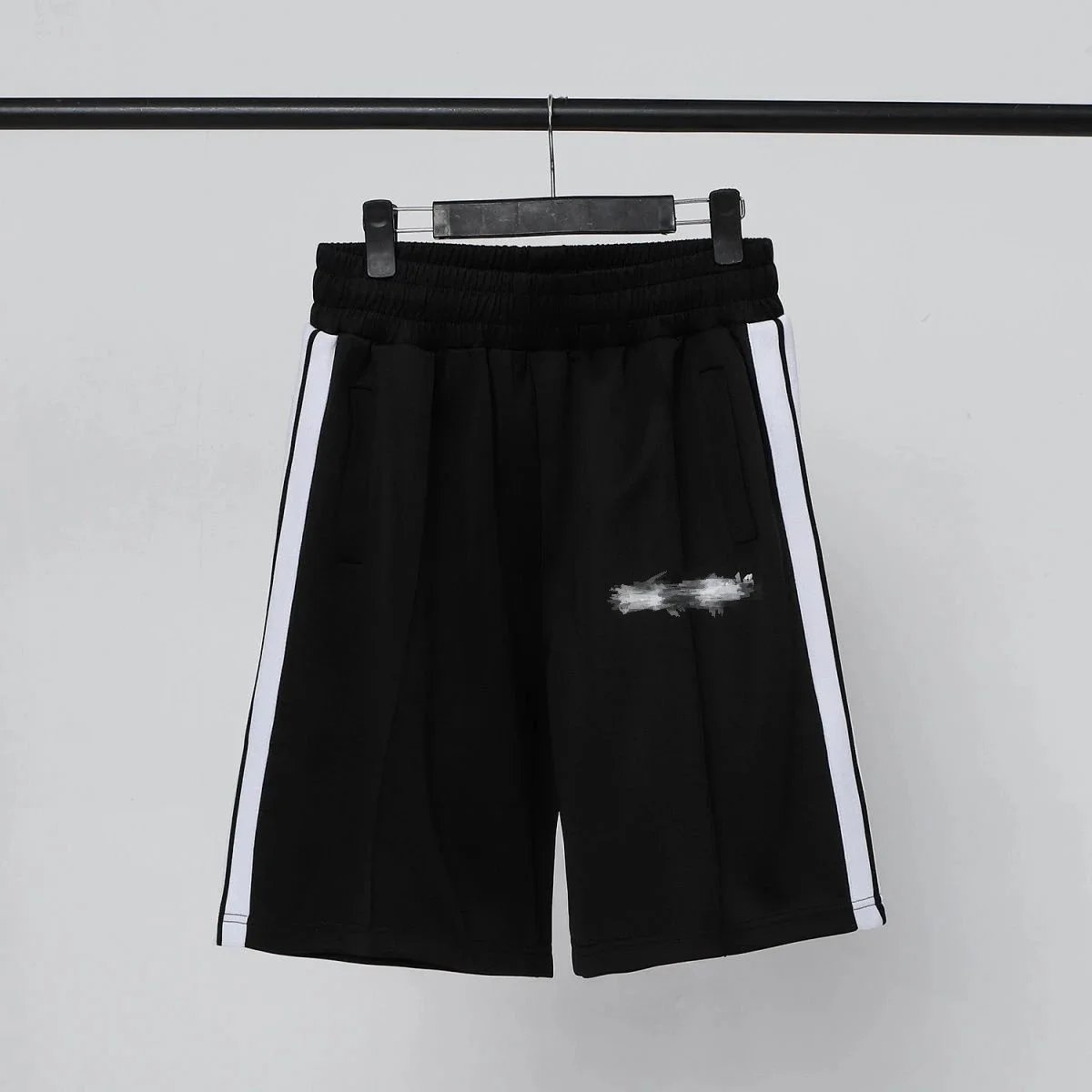 Rainbow Stripe Side Panel Elastic Waist休闲 Shorts