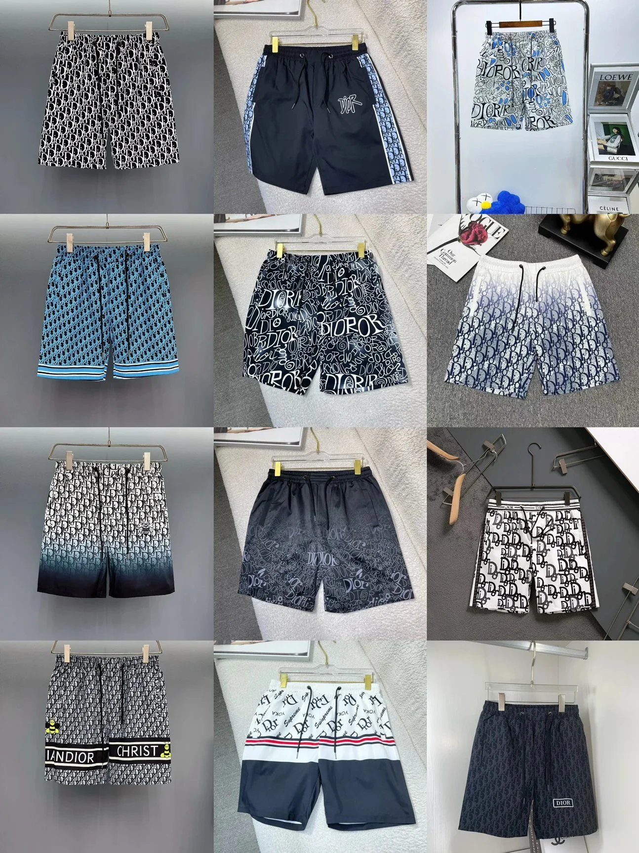 Dior Multi-Style All Over Logo Print Quick Dry Beach Shorts Collection