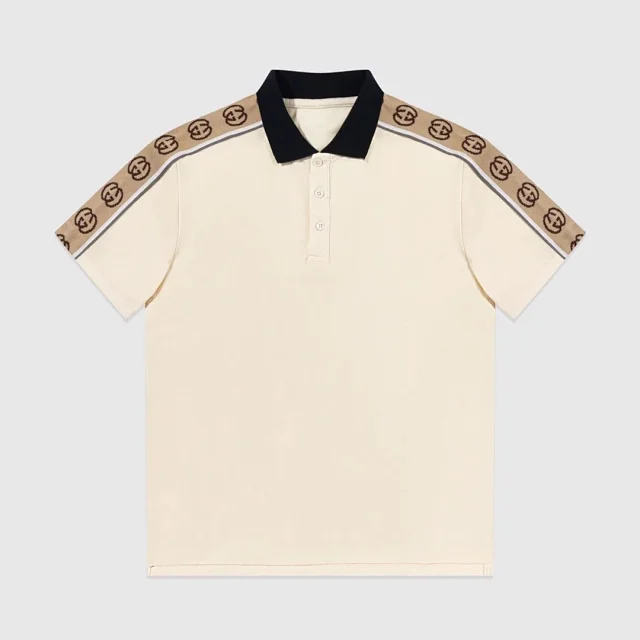 Gucci T-Shirts Short-Sleeve Polo Shirt with Monogram Pattern product detail image 2
