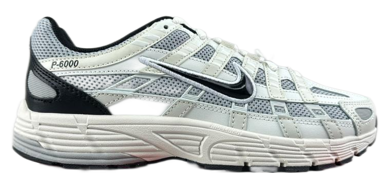 Nike P-6000 White Gray Black Multicolor Retro Running Sneakers