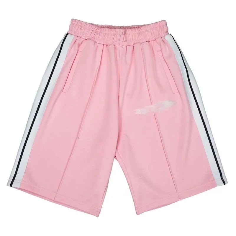 Rainbow Stripe Side Panel Elastic Waist休闲 Shorts