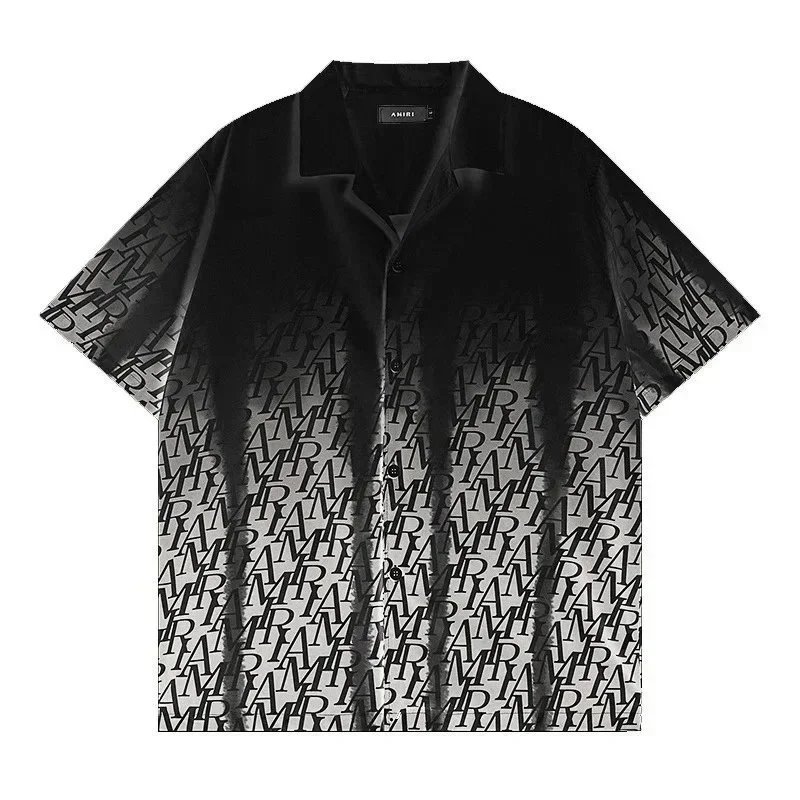AMIRI Shirts Short-Sleeve Gradient Logo Print Shirt — Black Shirt