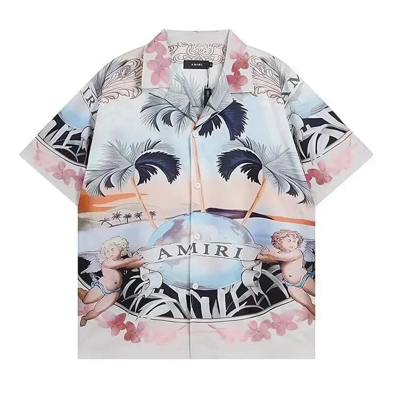 AMIRI Shirts Short-Sleeve Gradient Logo Print Shirt — 14