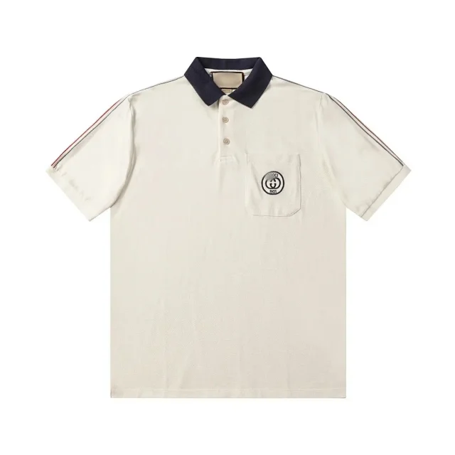 Gucci T-Shirts Short-Sleeve Polo Shirt with Monogram Pattern product detail image 5