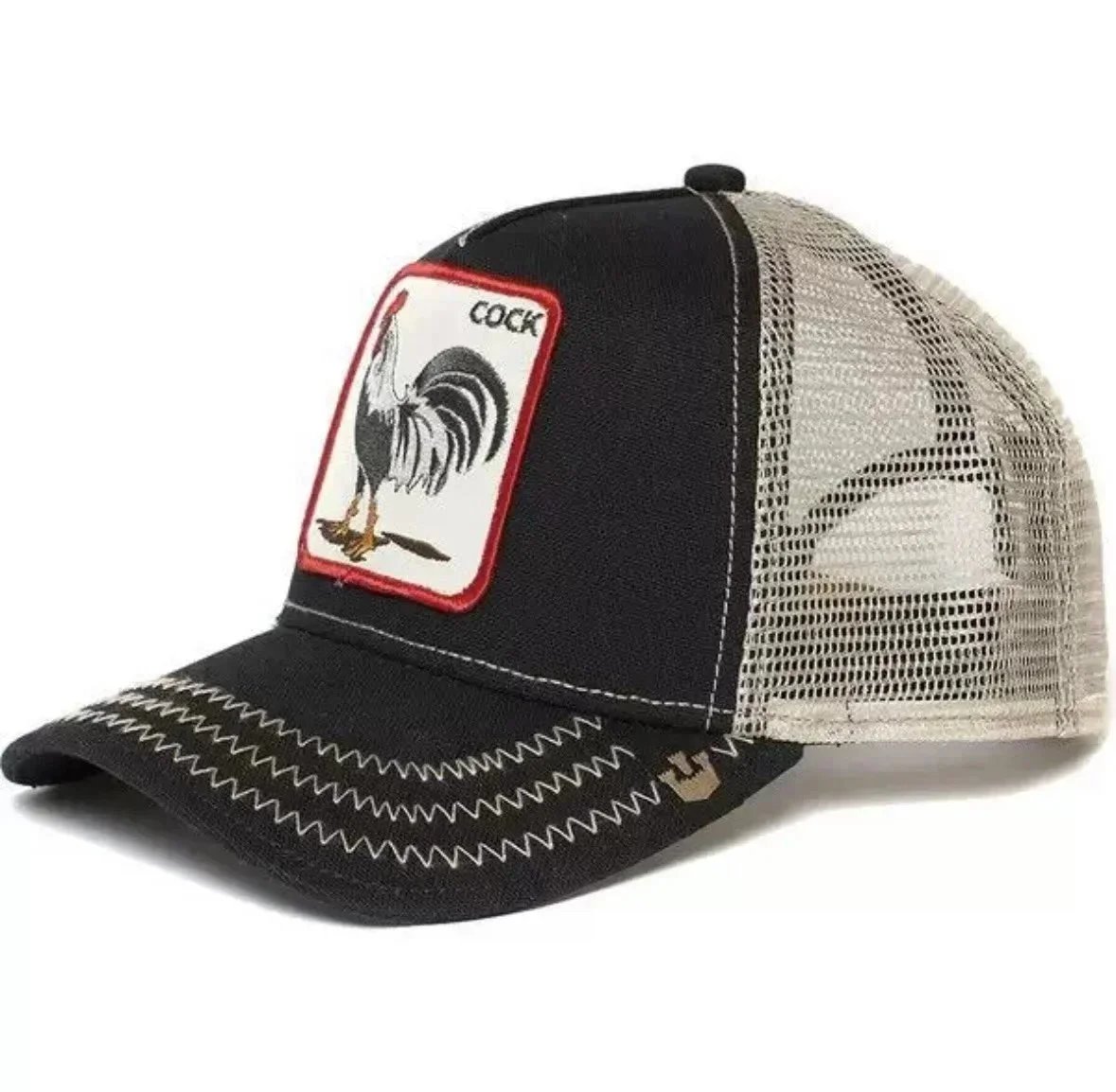 Goorin Bros Cock Patch Trucker Hat Black/Beige - 1