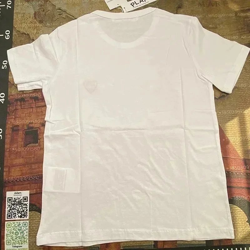 Comme Des Garçons Play White Heart Eyes Graphic T-Shirt