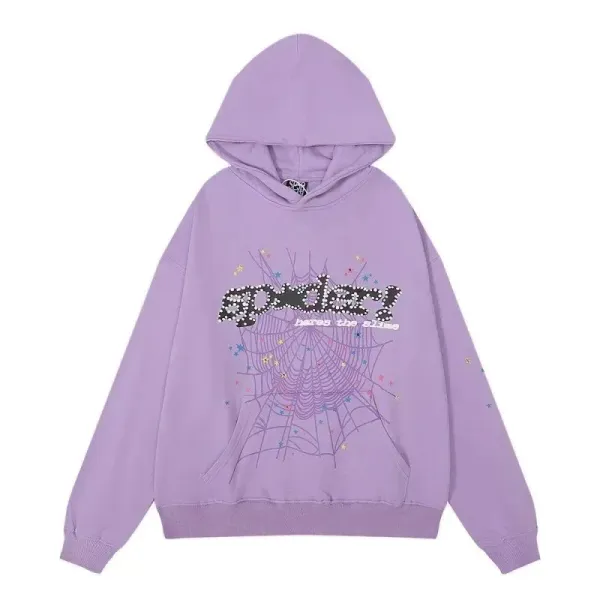Spider! x Unknown Brand Spiderweb Rhinestone Hoodie Purple - 1
