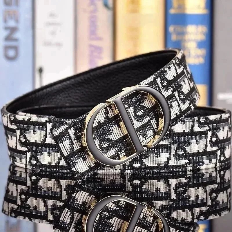 Dior Oblique Print Gray Gold Black Silver Belt